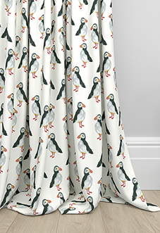 Puffin, Black - Made to Measure Curtains